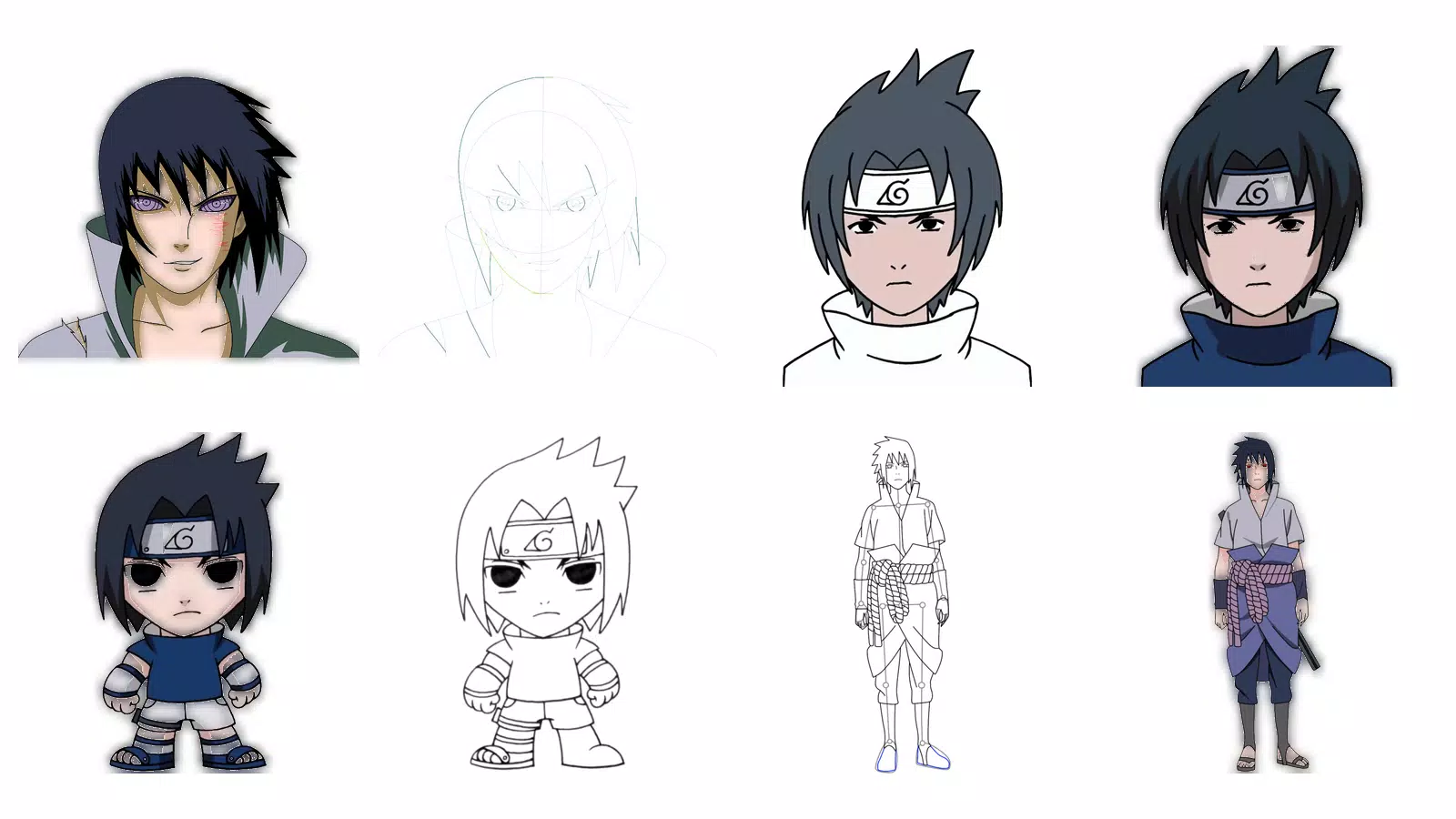 How To Draw Sasuke Uchiha step by step