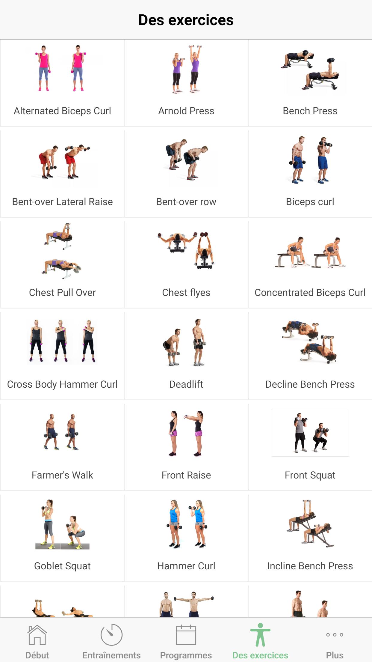 Exercices avec haltères : Programme de musculation pour Android -  Téléchargez l'APK