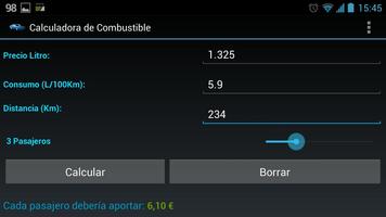 Calculadora combustible captura de pantalla 1