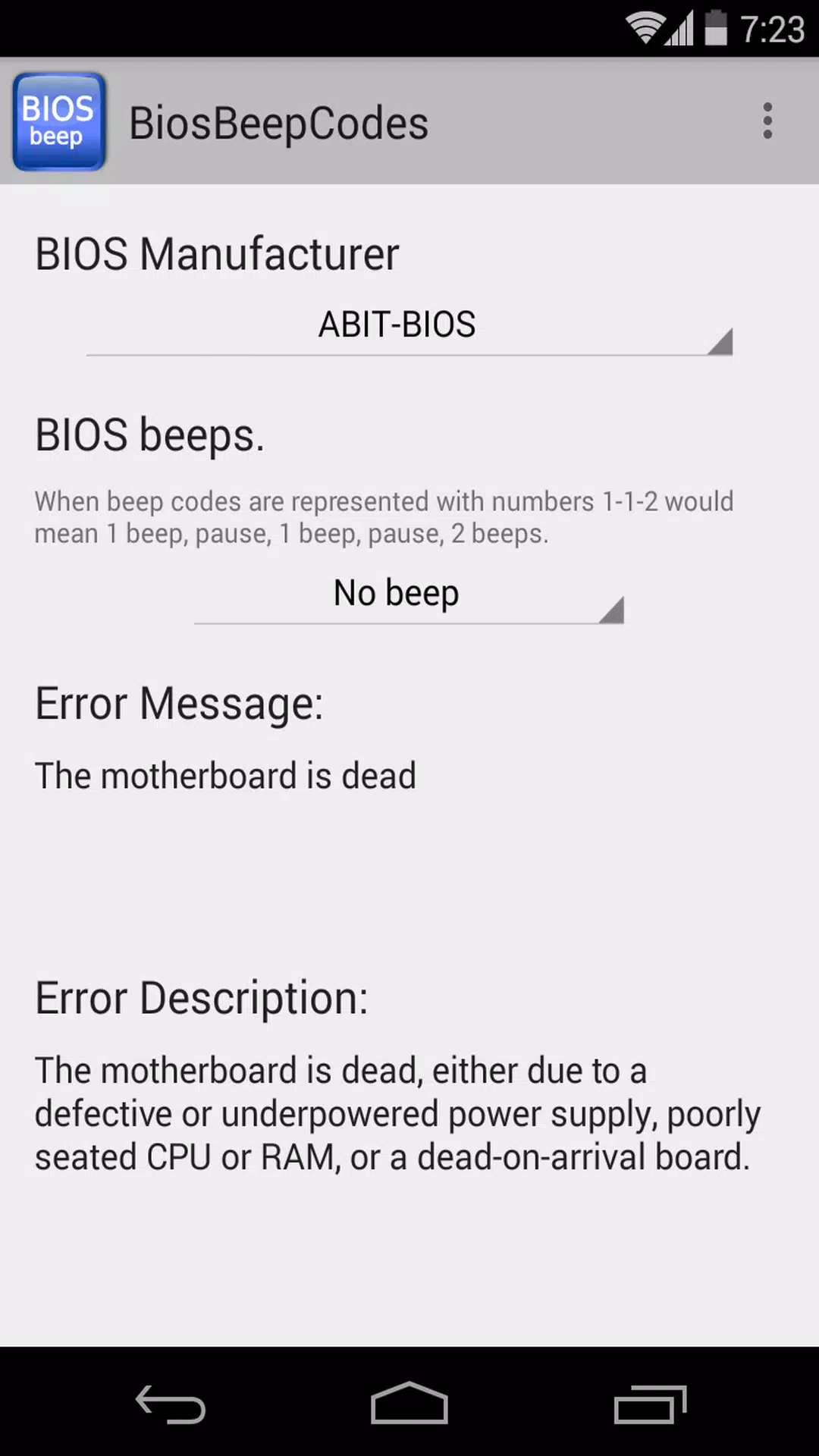 BIOS Beep computer error codes APK for Android Download