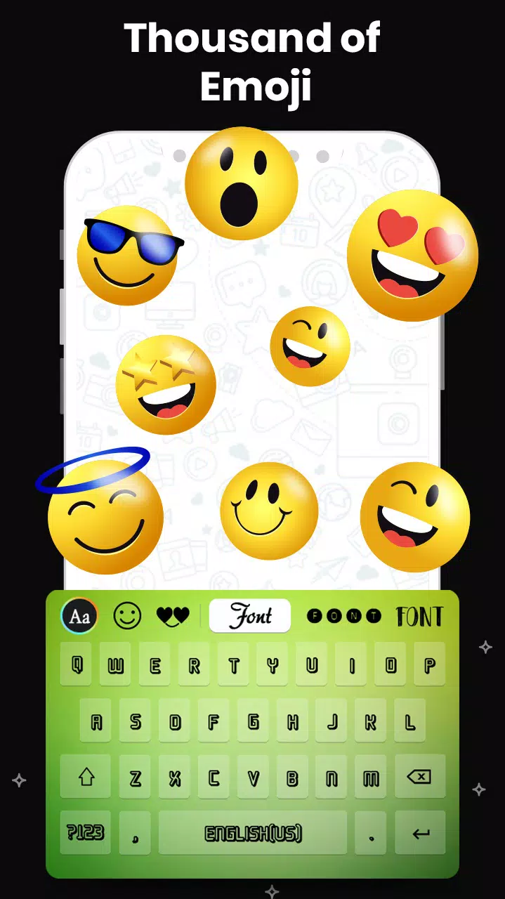Bạn là một người yêu thích thiết kế đẹp mắt và không muốn bỏ lỡ bất kỳ cơ hội nào để tạo ra những sản phẩm độc đáo của riêng mình? Với ứng dụng Tải xuống APK Fonts Keyboard - Emoji, Font cho Android năm 2024, bạn sẽ có thể tạo ra những bức tranh Emoji độc đáo của riêng bạn. Dùng ngay để trải nghiệm cùng với font Emoji đa dạng được thiết kế riêng cho người Việt.