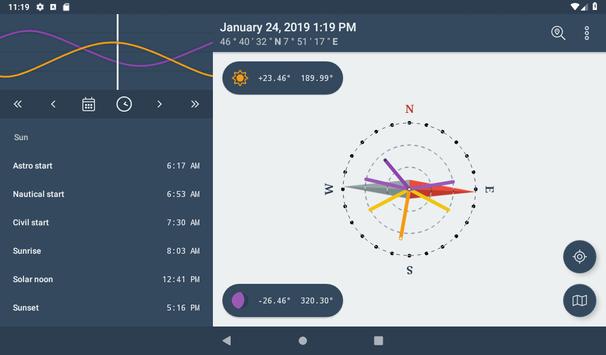 The Sun Ephemeris (Sunset, Sunrise, Moon position) 截图 13