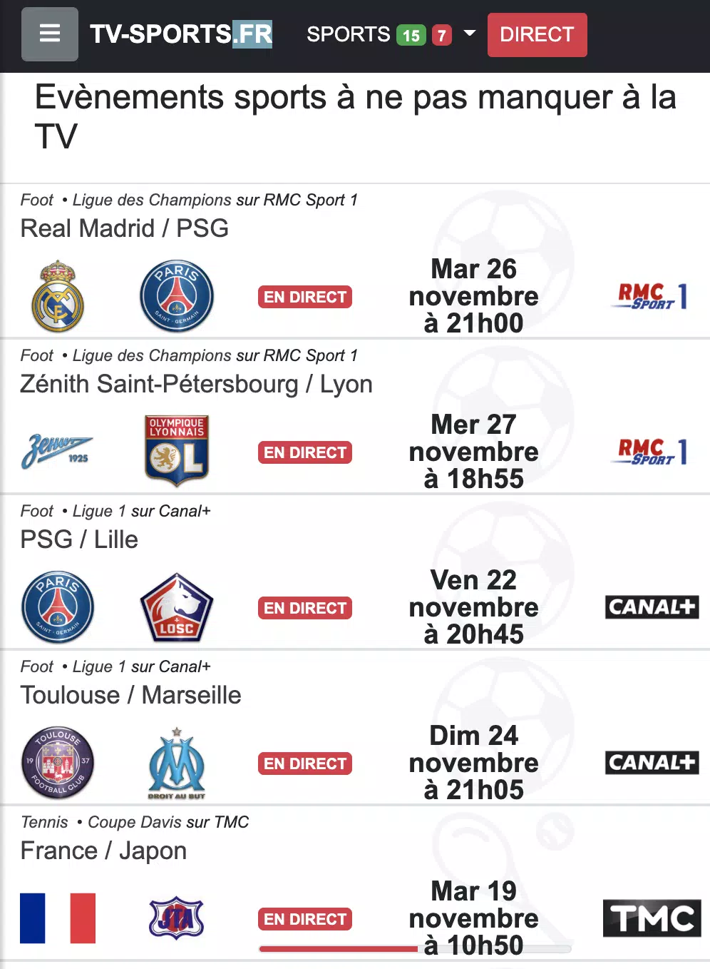 Sports tv program. TV Sport programme.