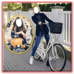 Girls Bike Cycle Photo Montage