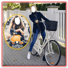 Girls Bike Cycle Photo Montage-icoon