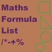 Maths Formula List