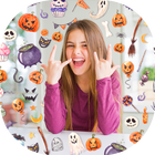 Halloween Stickers Emoji Background biểu tượng