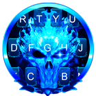 Cool Blue Flaming Skull Theme icône