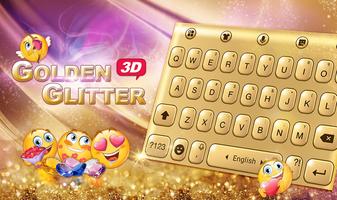 3D Golden Glitter Affiche