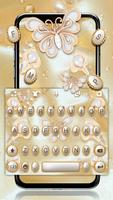 3D Golden Diamond Flower Pearl Keyboard Theme Poster