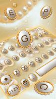 3D Golden Diamond Flower Pearl Keyboard Theme captura de pantalla 1