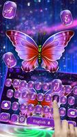 Purple Crystal Butterfly Keyboard Theme ảnh chụp màn hình 1