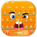 Cute Eyes Gold Zipper Keyboard Theme-APK