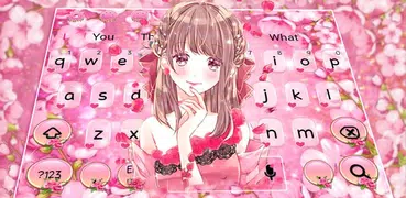 Pink Cuteness Floral Girl Keyboard