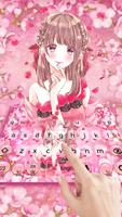 Pink Cuteness Floral Girl Keyboard Affiche