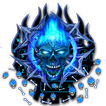 Blue Flaming Skull Gravity Keyboard Theme
