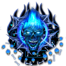 Blue Flaming Skull Gravity Keyboard Theme APK