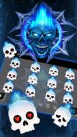 Blue Flaming Skull Gravity Keyboard Theme poster
