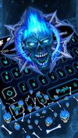 Blue Flaming Skull Gravity Keyboard Theme screenshot 1