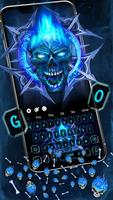 Blue Flaming Skull Gravity Keyboard Theme screenshot 2