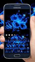 Blue Ice Fire Flower Keyboard poster