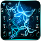 Blue Neon Butterfly Night Keyboard ikon