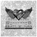 Glitter Silver Heart Keyboard Theme APK