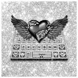 Glitter Silver Heart Keyboard Theme icon