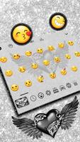 Glitter Silver Heart Keyboard Theme screenshot 1