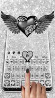Glitter Silver Heart Keyboard Theme screenshot 2