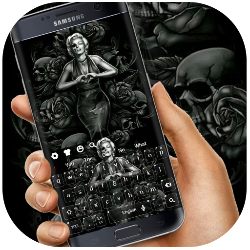 Black Rose Skeleton Lady Keyboard