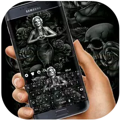 download Black Rose Skeleton Lady Keyboard APK