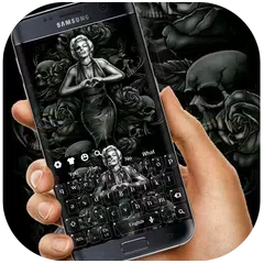 Скачать Black Rose Skeleton Lady Keyboard APK