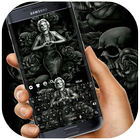 Black Rose Skeleton Lady Keyboard icône