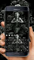 Black Rose Skeleton Lady Keyboard постер
