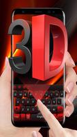 3D zwart rood toetsenbord-poster