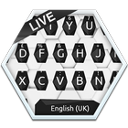 Black and White Hexagon Keyboard Theme أيقونة