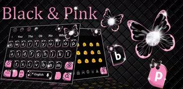 Black Pink Butterfly Keyboard Theme