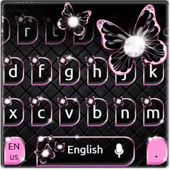 Black Pink Butterfly Keyboard Theme アプリダウンロード