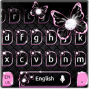 Black Pink Butterfly Keyboard Theme aplikacja