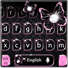 Black Pink Butterfly Keyboard Theme ikona