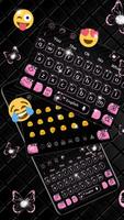 Black Pink Butterfly Keyboard Theme Affiche