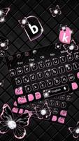 Black Pink Butterfly Keyboard Theme capture d'écran 1