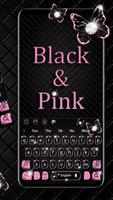 Black Pink Butterfly Keyboard Theme capture d'écran 2