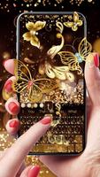 برنامه‌نما Gold Glitter Butterfly Keyboard عکس از صفحه