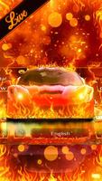 3D Fire Burning Car Keyboard Theme Affiche