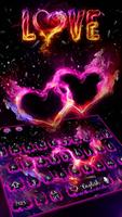 Fire Neon Heart Keyboard Theme poster