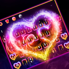 Fire Love Heart Keyboard Theme icône
