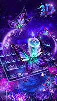 Lively Neon Butterfly Keyboard Affiche