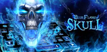 Horrible 3D Blue Flaming Skull Keyboard